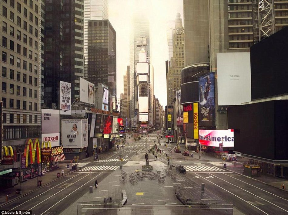 法国艺术家创作末日大城市冷清败落景象照片(组图)