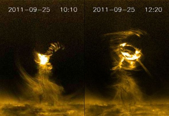 太阳表面发现巨型龙卷风延伸超过20万公里(图)