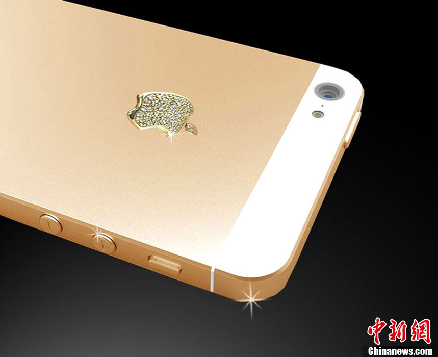 镀金iPhone 5奢华面世 水晶镶嵌限量版璀璨夺目(高清组图)