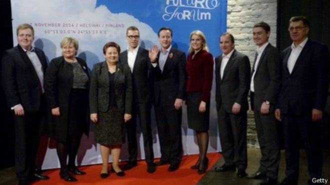 卡梅伦正在芬兰出席北欧国家领导人峰会