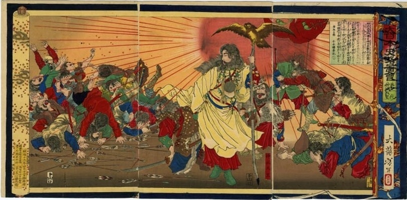 神武天皇據傳是日本第一代天皇，天照大神的後裔。