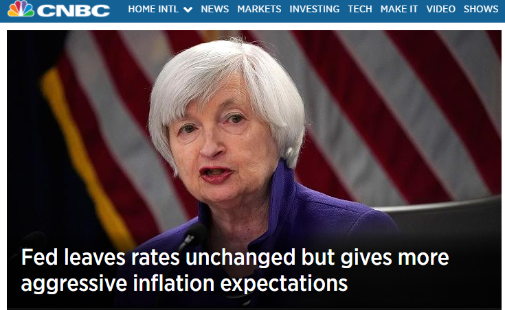美联储按兵不动强化通胀预期 耶伦时代谢幕