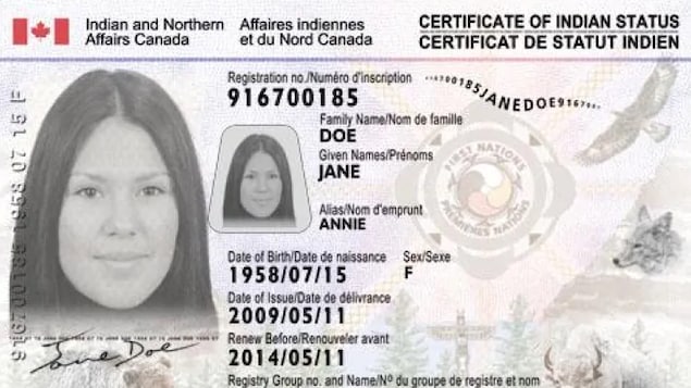 加拿大原住民的身份证件（样本）。