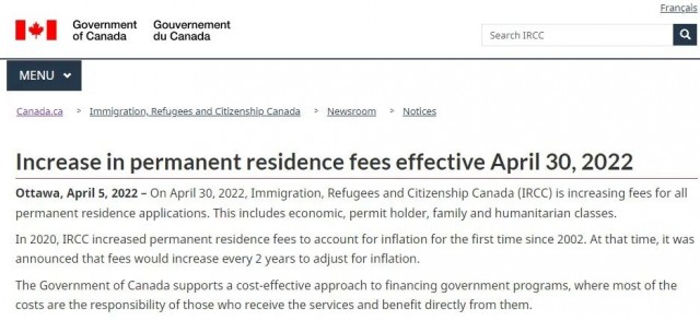 从5月起 想移民加拿大费用更贵了