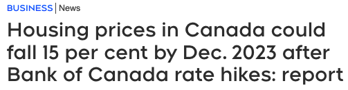 加拿大平均房价或跌破67.5万 央行发大信号