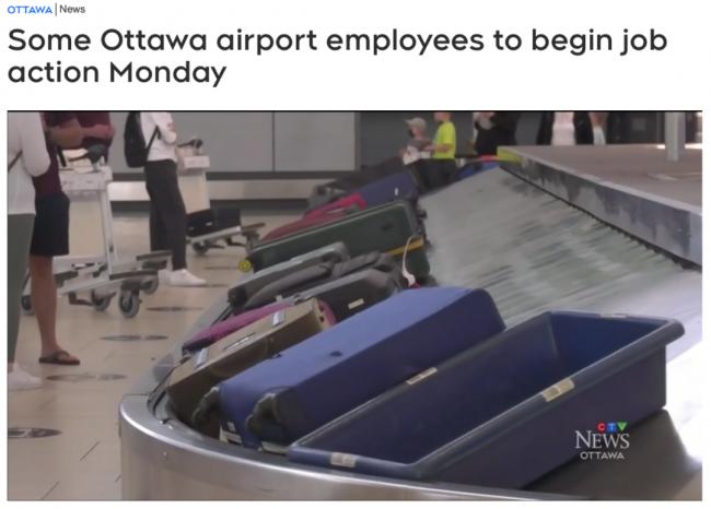 全加拿大42个机场工作人员开始抗议 混乱升级