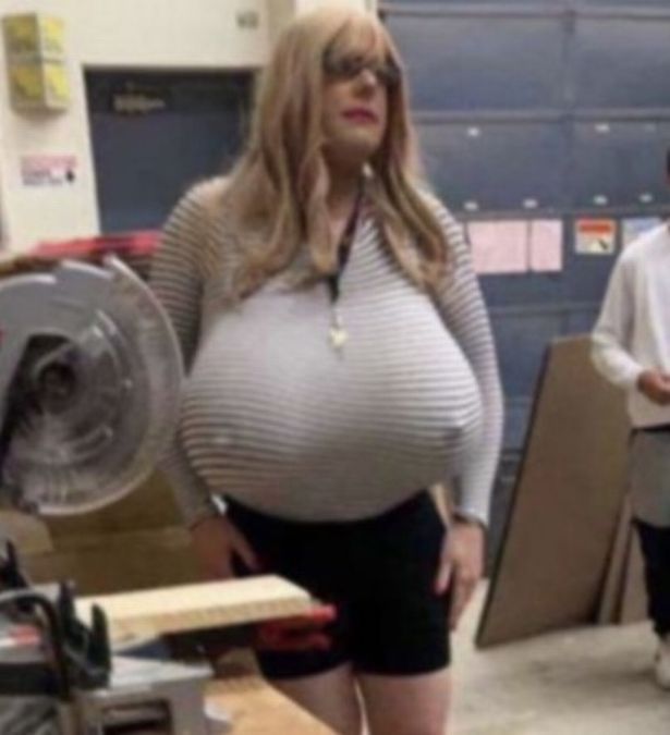 加拿大记者戴上巨型假乳 嘲笑有争议的变性老师