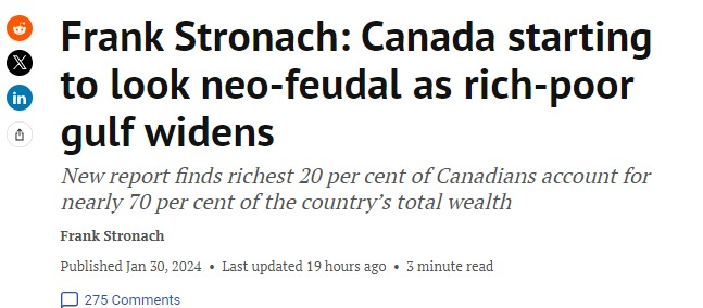 中产减少！加拿大贫富差距扩大 变身新封建国家