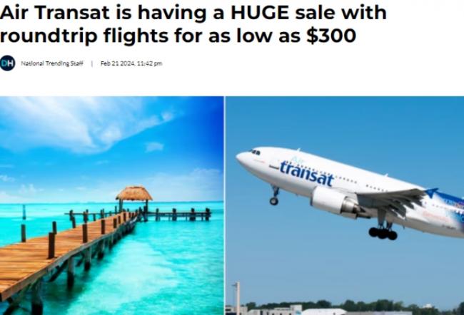 Air Transat正在大规模促销 欧洲往返仅需700