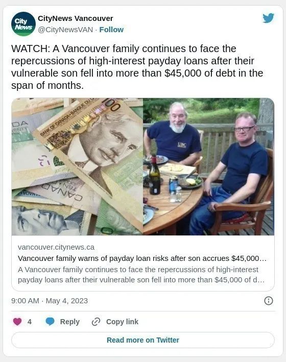 儿子欠债逾4万 温哥华家庭警告当心这种贷款