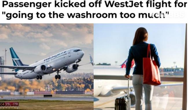 加华人被WestJet赶下飞机 只因去洗手间太多太多